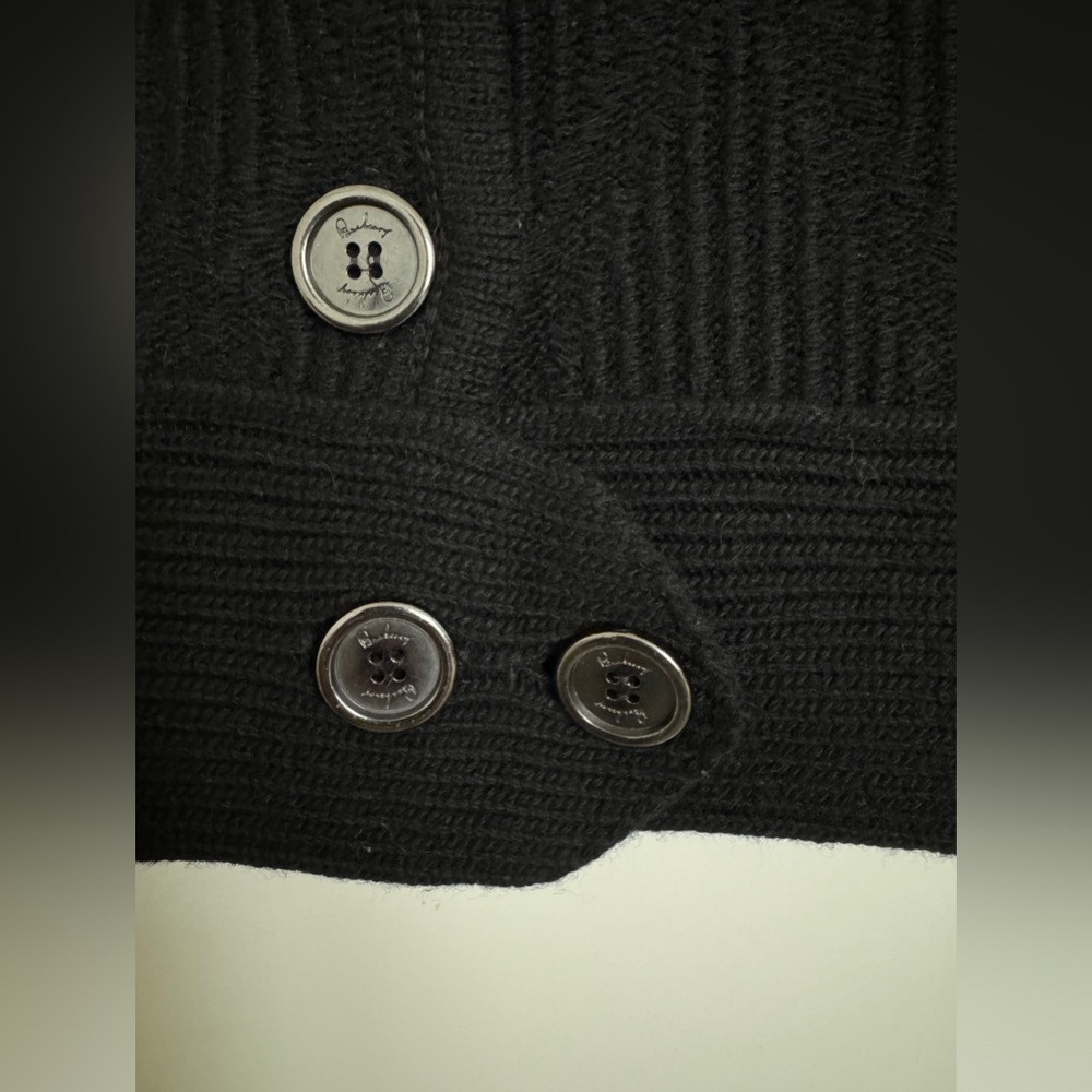 Burberry Black Ribbed Button-Up Wool Sweater Jacket - Picture 2 of 16